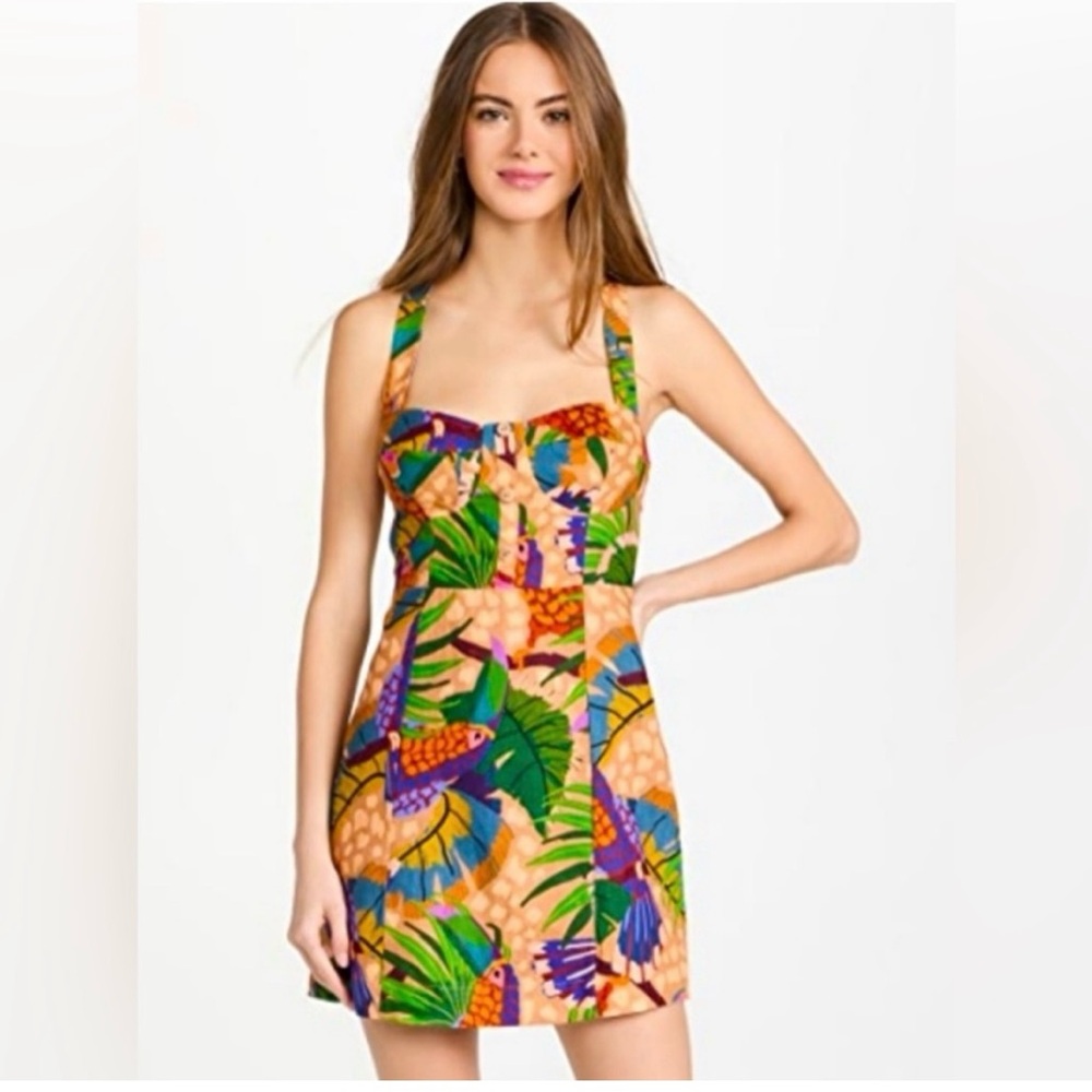 NWT House of Harlow Linen Toucan Dress